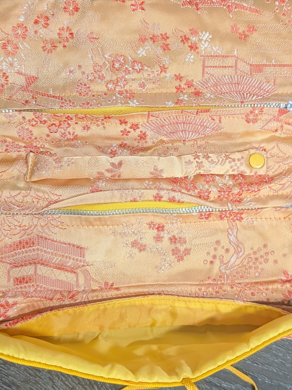 Yellow Floral Chinese Jewelry And Makeup Bag